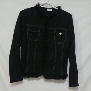 ELSY GIRL | size 44 | Black Snap Button Closure Jacket | Faux Fur Trim